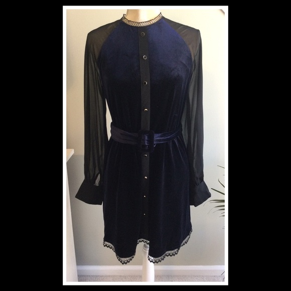 Blancore Dresses & Skirts - New ! Blancore patched sleeve velvet dress sz sm